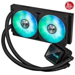 ASUS PRIME LC 240 ARGB SIVI SOĞUTUCU ÖZEL TASARLANMIŞ CPU TEMAS ALANI VE KANATÇIKLI KANALLARA SAHİP SONSUZ AYNA LENS SEÇENEKLERİ OLAN SU BLOĞU, ARGB FANLAR VE AURA AYDINLATMA 6 YIL GARANTİ