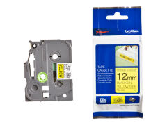 BROTHER P-TOUCH TZE-S631 TZE-TAPE 12MM SARI ÜZERİNE SİYAH GÜÇLÜ YAPIŞKANLI LAMİNASYONLU ETİKET