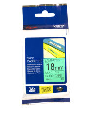 BROTHER P-TOUCH TZE-741 TZE-TAPE 18 MM YEŞİL ÜZERİNE SİYAH LAMİNASYONLU ETİKET