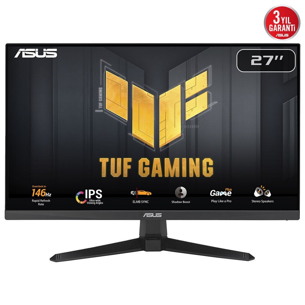 ASUS TUF GAMING VG249QE5A 23.8 IPS 1920x1200 1ms 146Hz 300cd DP HDMI Hoparlör VESA 3YIL EYECARE PLUS,ELMB MONİTÖR
