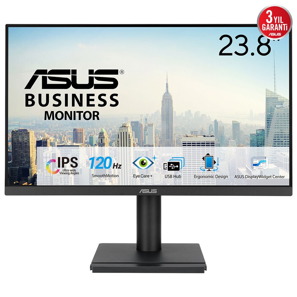 ASUS VA249QGS 23.8 IPS 1920x1080 1ms 120Hz 350cd DP HDMI VGA USB Hoparlör VESA 3YIL FLICKER-FREE ÇERÇEVESİZ DÜŞÜK MAVİ IŞIK PİVOT MONİTÖR
