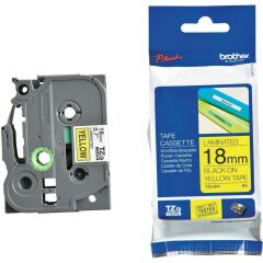 BROTHER P-TOUCH TZE-FX641 TZE-TAPE 18MM SARI ÜZERİNE SİYAH ESNEK LAMİNASYONLU ETİKET