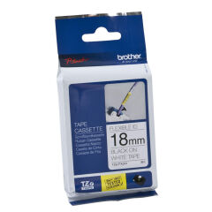 BROTHER P-TOUCH TZE-FX241 TZE-TAPE 18MM BEYAZ ÜZERİNE SİYAH ESNEK LAMİNASYONLU ETİKET