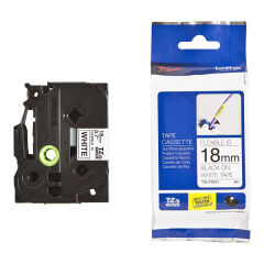 BROTHER P-TOUCH TZE-FX241 TZE-TAPE 18MM BEYAZ ÜZERİNE SİYAH ESNEK LAMİNASYONLU ETİKET