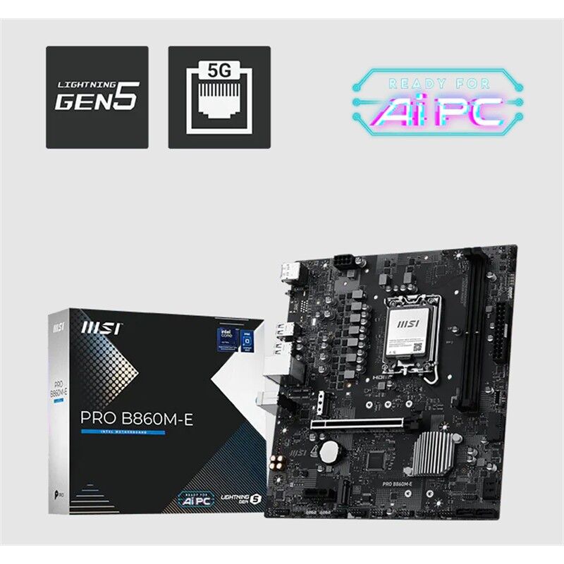 MSI PRO B860M-E DDR5 9066MHZ 1XHDMI 1XDP 2XM.2 USB MATX 1851P(INTEL ULTRA PROCESSORS SERIES 2)