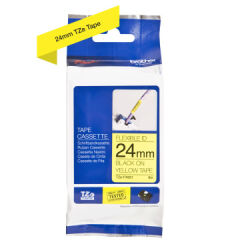 BROTHER P-TOUCH TZE-FX651 TZE-TAPE 24MM SARI ÜZERİNE SİYAH ESNEK LAMİNASYONLU ETİKET
