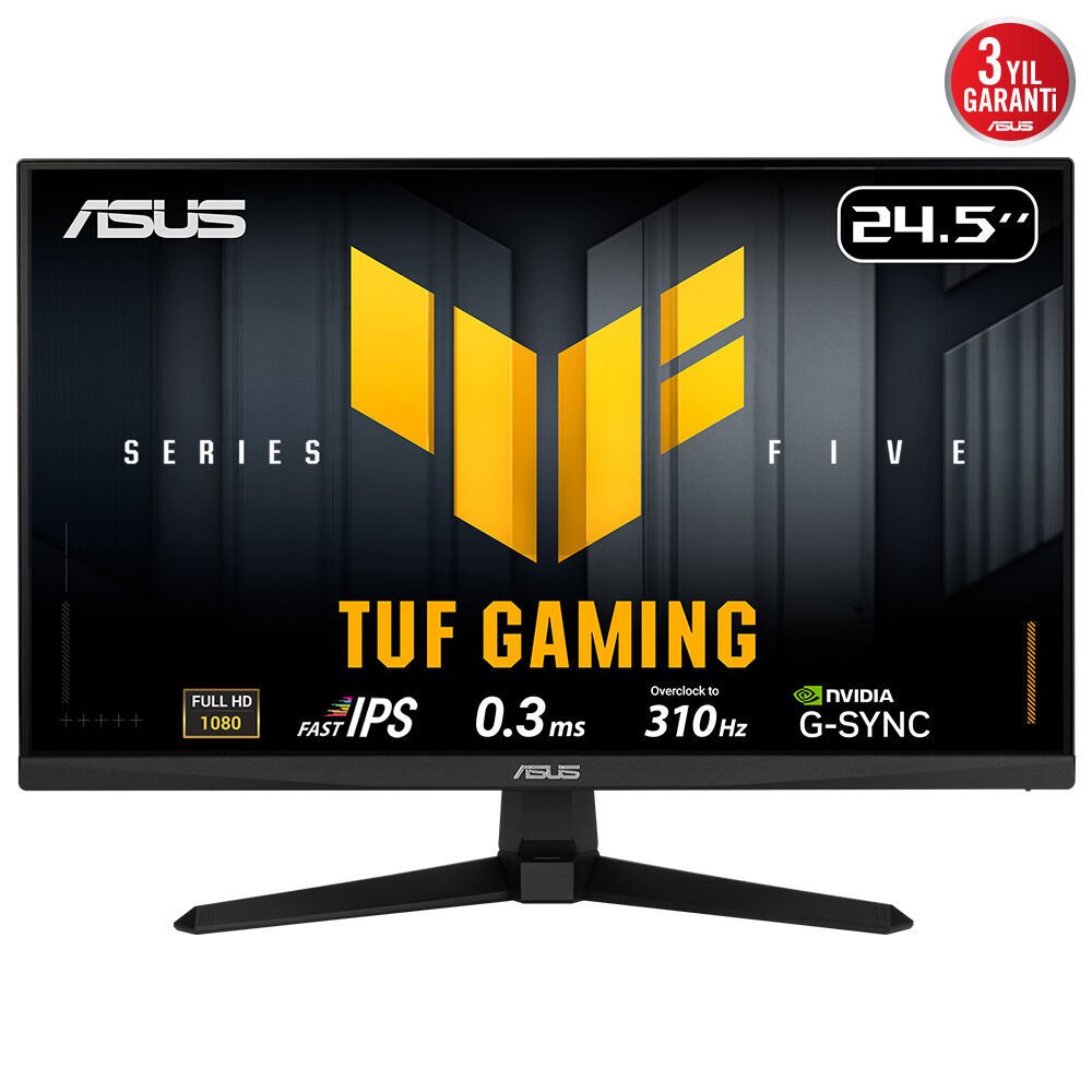 ASUS TUF GAMING VG259QMR5A 24.5 FAST IPS 1920x1080 0.3MS 310HZ DP HDMI HOPARLÖR VESA 3YIL ELMB SYNC, 99% SRGB, GAMING AI MONİTÖR