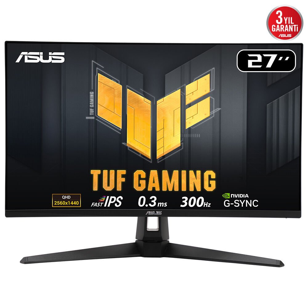 ASUS TUF GAMING VG27AQM5A 27 FAST IPS 2560x1440 0.3ms 300Hz 300cd DP HDMI USB Hoparlör VESA 3YIL %95 DCI-P3,EYECARE, FLICKER-FREE,DÜŞÜK MAVİ IŞIK MONİTÖR
