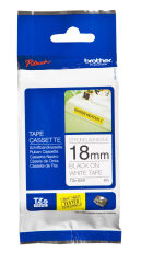 BROTHER P-TOUCH TZE-S241 TZE-TAPE 18MM BEYAZ ÜZERİNE SİYAH GÜÇLÜ YAPIŞKANLI LAMİNASYONLU ETİKET