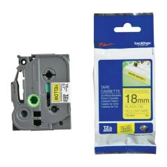 BROTHER P-TOUCH TZE-S641 TZE-TAPE 18MM SARI ÜZERİNE SİYAH GÜÇLÜ YAPIŞKANLI LAMİNASYONLU ETİKET