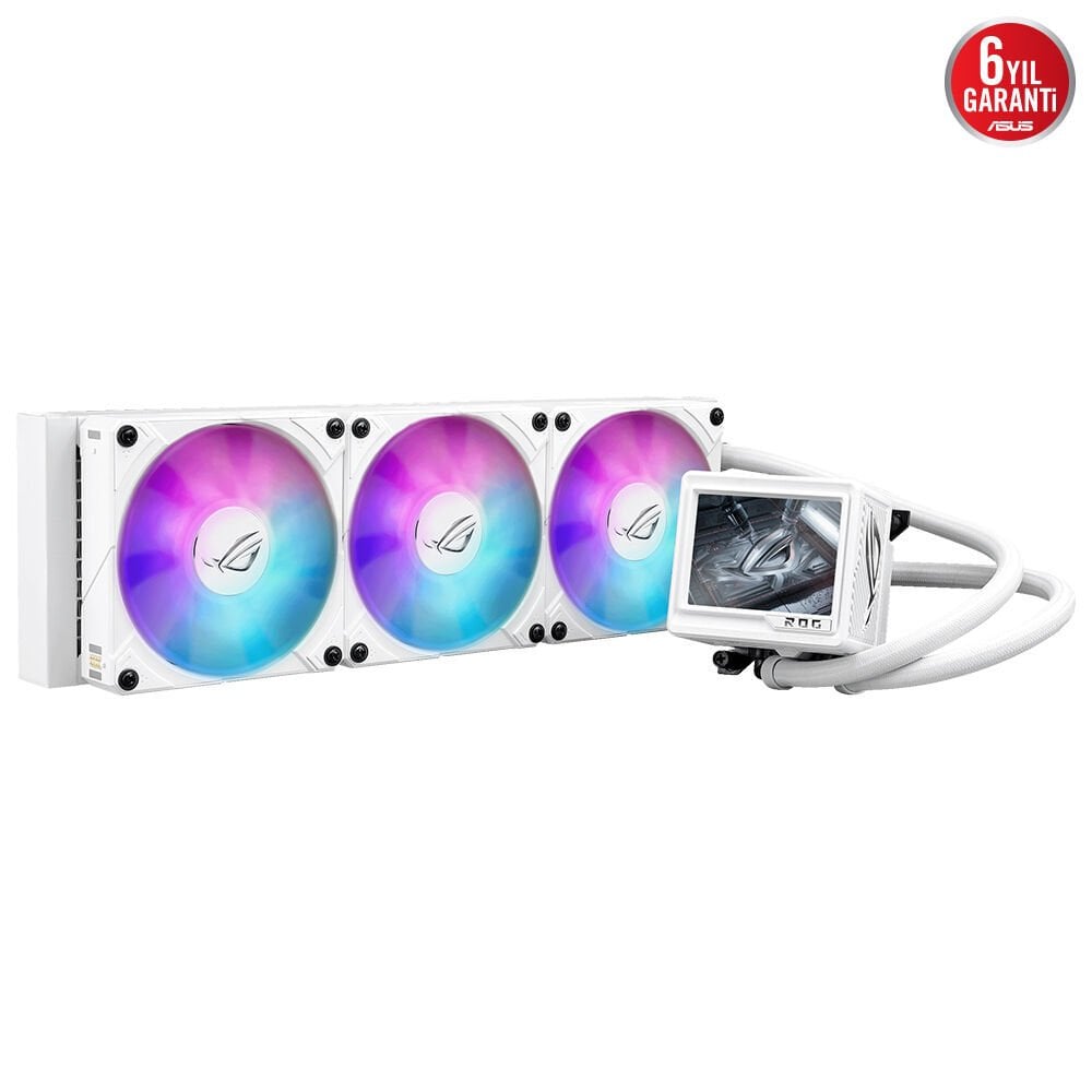 ASUS ROG RYUJIN III 360 ARGB EXTREME SIVI SOĞUTUCU, ASETEK EMMA GEN8 V2 POMPA, YÜKSEK HAVA AKIŞI VE STATİK BASINÇ İÇİN MANYETİK ARGB FANLAR, 3.5'' LCD DONANIM TAKİBİ VE ÖZEL GIFLER - BEYAZ 6 YIL GARANTİ