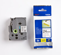 BROTHER P-TOUCH TZE-S251 TZE-TAPE 24MM BEYAZ ÜZERİNE SİYAH GÜÇLÜ YAPIŞKANLI LAMİNASYONLU ETİKET