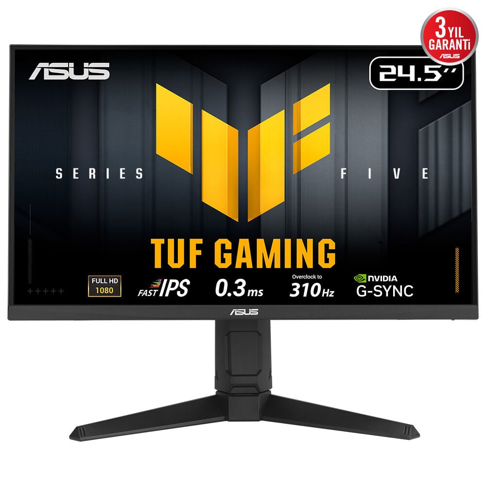 ASUS TUF GAMING VG259QMRL5A 24.5 Fast IPS 1920x1080 0.3ms 310Hz 400cd DP HDMI Hoparlör VESA 3YIL ELMB SYNC 99% sRGB Gaming AI YÜKSEKLİK AYARLI MONİTÖR