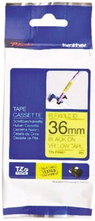 BROTHER P-TOUCH TZE-FX661 TZE-TAPE 36MM SARI ÜZERİNE SİYAH ESNEK LAMİNASYONLU ETİKET