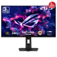 ASUS ROG STRIX XG27UQDMS 26.5 OLED FREESYNC VE G-SYNC UYUMLU HDR 3840x2160 0.03ms 240Hz 1000cd(HDR max) DP HDMI USB YOK VESA 3YIL YAKINLIK SENSÖRÜ(NEO PROXIMITY SENSOR) 99% DCI-P3 OLED CARE PRO PİVOT MONİTÖR