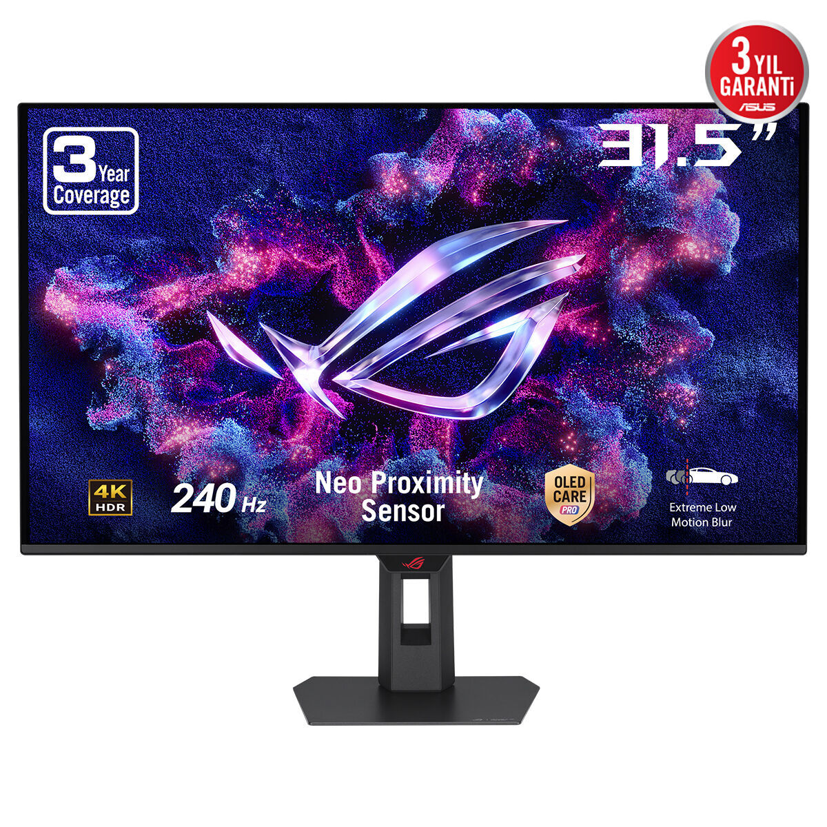 ASUS ROG STRIX XG32UQDMS 27 QD-OLED 3840x2160 0.03ms 240Hz 1300cd(HDR max) DP HDMI USB YOK VESA 3YIL OLED CARE PRO YAKINLIK SENSÖRÜ(NEO PROXIMITY SENSOR) ELMB G-SYNC UYUMLULUĞU %99 DCI-P3 YÜKSEKLİK AYARLI MONİTÖR