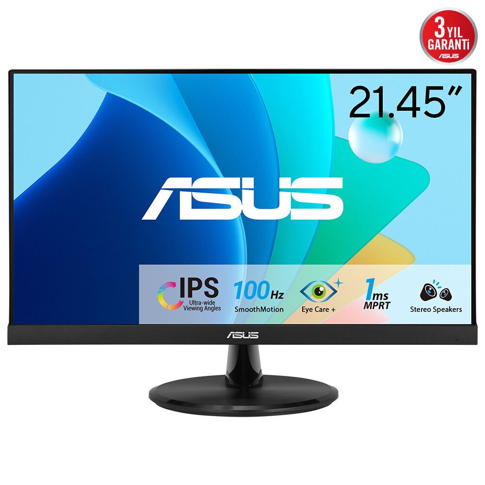 ASUS VP229HF 21.45 IPS 1920x1080 1ms 100Hz 250cd HDMI VGA VESA 3YIL 99% Srgb,EYECARE, FLICKER-FREE,ÇERÇEVESİZ,DÜŞÜK MAVİ IŞIK MONİTÖR