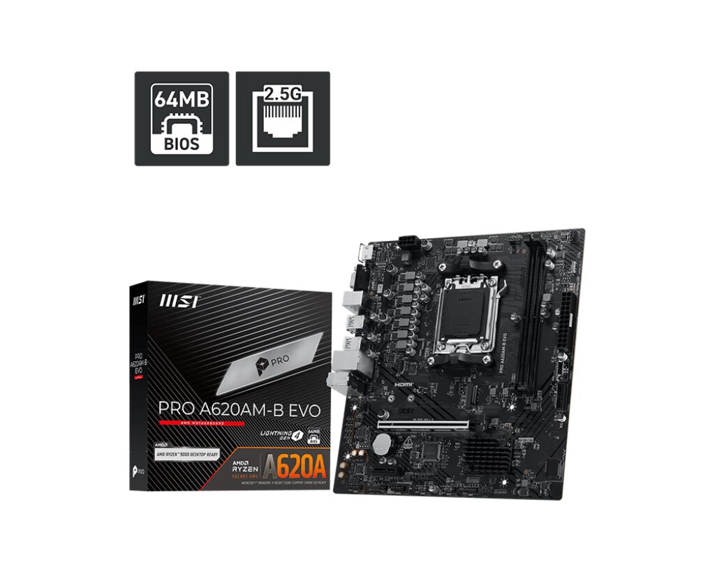 MSI PRO A620AM-B EVO AM5 DDR5 6800(OC) ANAKART