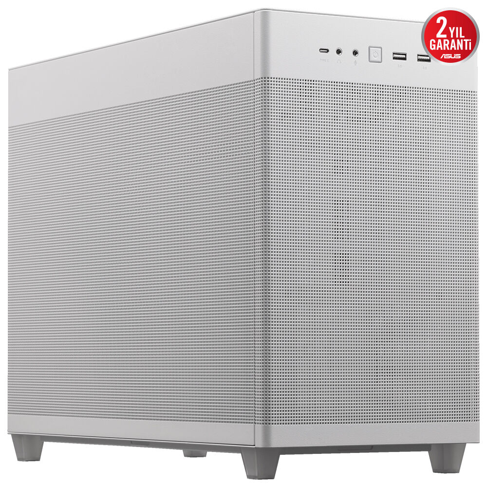 ASUS PRIME AP201 MESH BEYAZ MICRO ATX TEMPERLİ CAM ALET GEREKTİRMEYEN YAN PANELLER VE TOZ FİLTRELİ IZGARAYA SAHİP 360 MM SOĞUTUCU 338 MM UZUNLUĞA KADAR EKRAN KARTI VE STANDART ATX PSU DESTEKLİ 33 LİTRE HACİMLİ MICRO ATX KASA