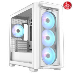 ASUS A23 PLUS M-ATX KASA GİZLİ KONNEKTÖR DESTEKLİ 360 MM RADYATÖR VE 380 MM EKRAN KARTI UYUMLU 4 ARGB FANLI KASA BEYAZ