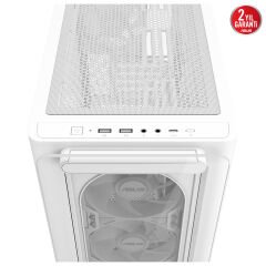 ASUS A23 PLUS M-ATX KASA GİZLİ KONNEKTÖR DESTEKLİ 360 MM RADYATÖR VE 380 MM EKRAN KARTI UYUMLU 4 ARGB FANLI KASA BEYAZ