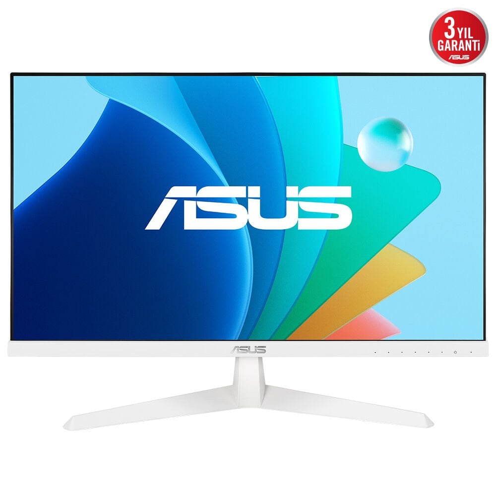 ASUS VY249HF-W 23.8 IPS BEYAZ 1920x1080 1MS 100HZ HDMI VESA 3YIL EYECARE PLUS,FLICKER-FREE,CERCEVESIZ,DUSUK MAVI ISIK,Antibakteriyel Kaplama Monitör
