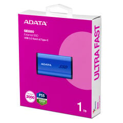ADATA 1TB SE880 Taşınabilir SSD MAVİ AELI-SE880-1TCBU 2000-2000MB/s, Type-C