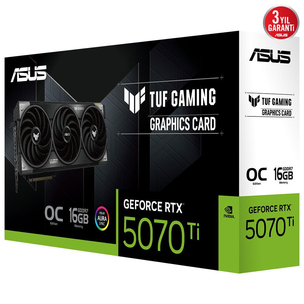 ASUS TUF-RTX5070TI-O16G-GAMING-NVIDIA-GEFORCE-RTX 5070 TI-16GB GDDR7-256bit--OC-2xHDMI-3xDP-RGB-DLSS4 EKRAN KARTI