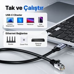 UNITEK USB-C TO ETHERNET KABLO 3M (C18148AGY01-3M)