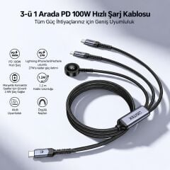 UNITEK USB-C 3' U 1 ARADA 100 W HIZLI SARJ KABLOSU 1.2M (C14180AGY01-1.2M)